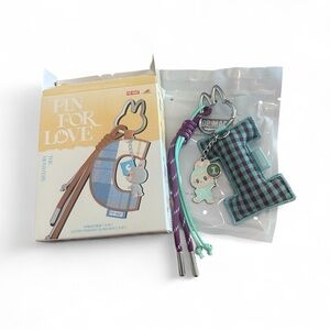 Plaid Labubu Pin For Love “I” Keychain with Purple and Teal Accents